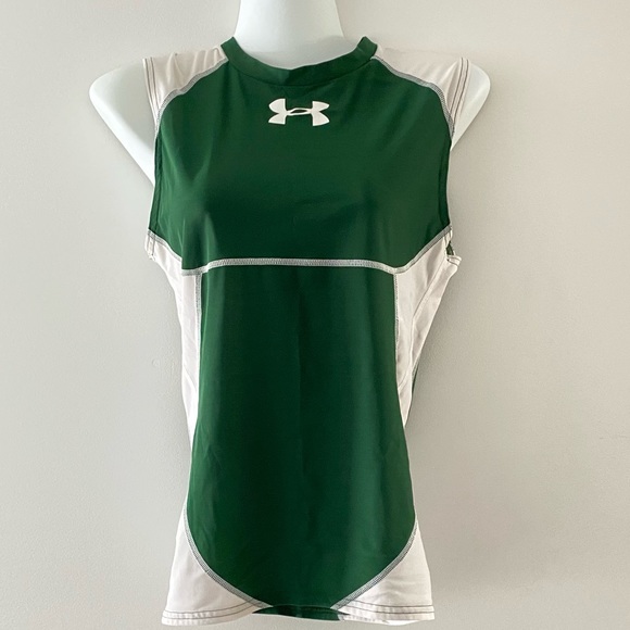 Under Armour Tops - Under Armour tank top green white muscle tee